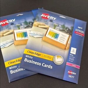 2 Packs Avery 5871 White Clean Edge Business Cards – 400 Total, Laser Printer,